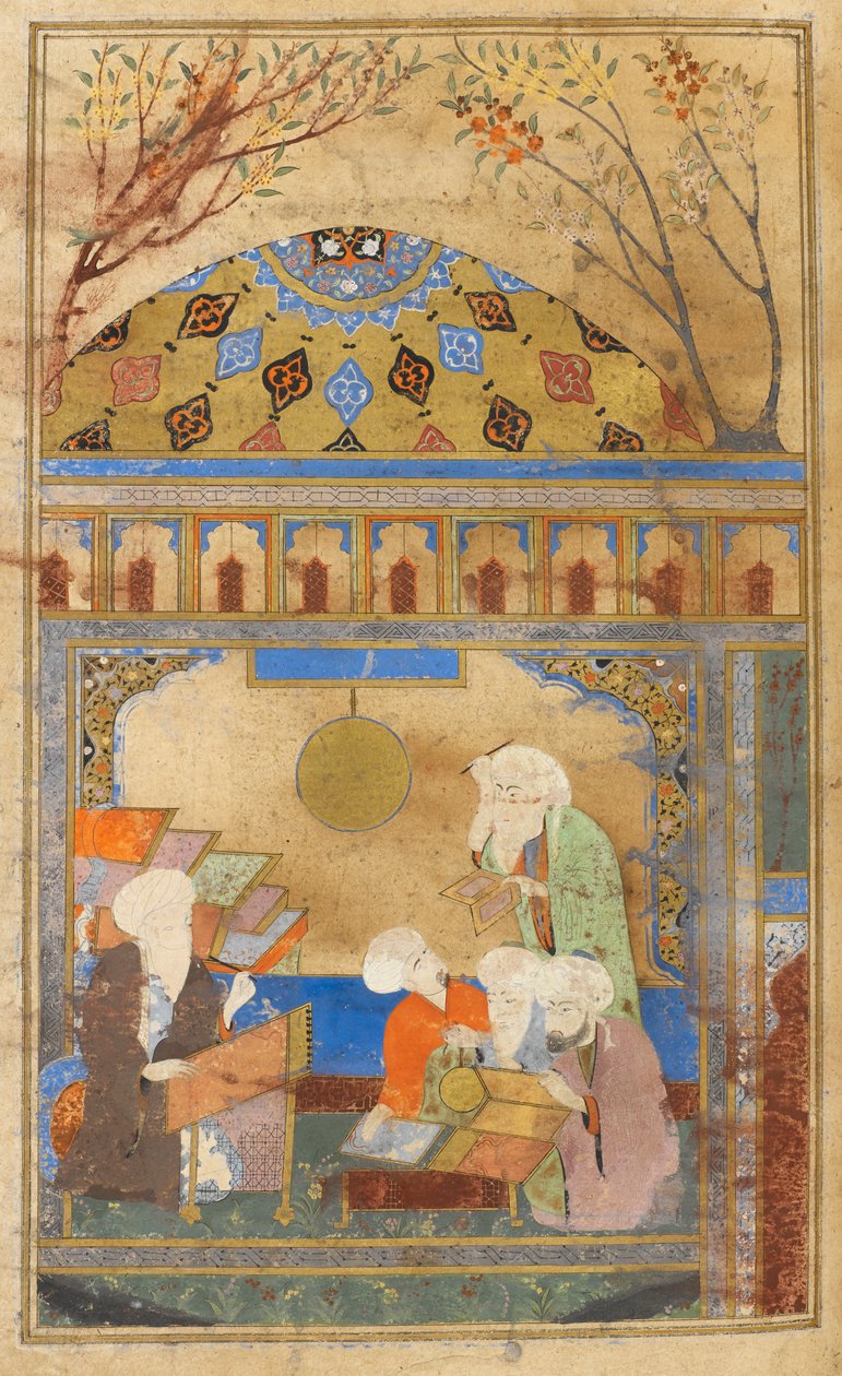 Obserwatorium Nasireddina w Meradze. Nasireddin Tusi (zm. 1274) i czterech mężczyzn, którzy założyli obserwatorium. autorstwa Turkish School
