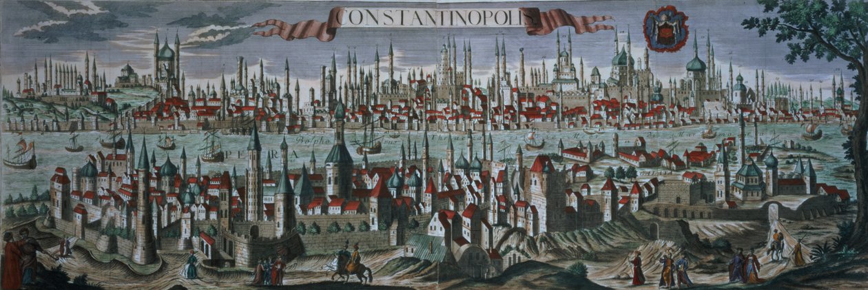 Panoramiczny widok na Konstantynopol, koniec XVIII wieku autorstwa Turkish School