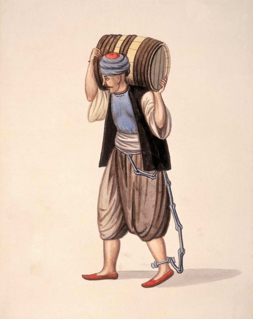 Więzień w kajdanach, okres osmański, 3. ćw. XVIII w. (wc na papierze) autorstwa Turkish School