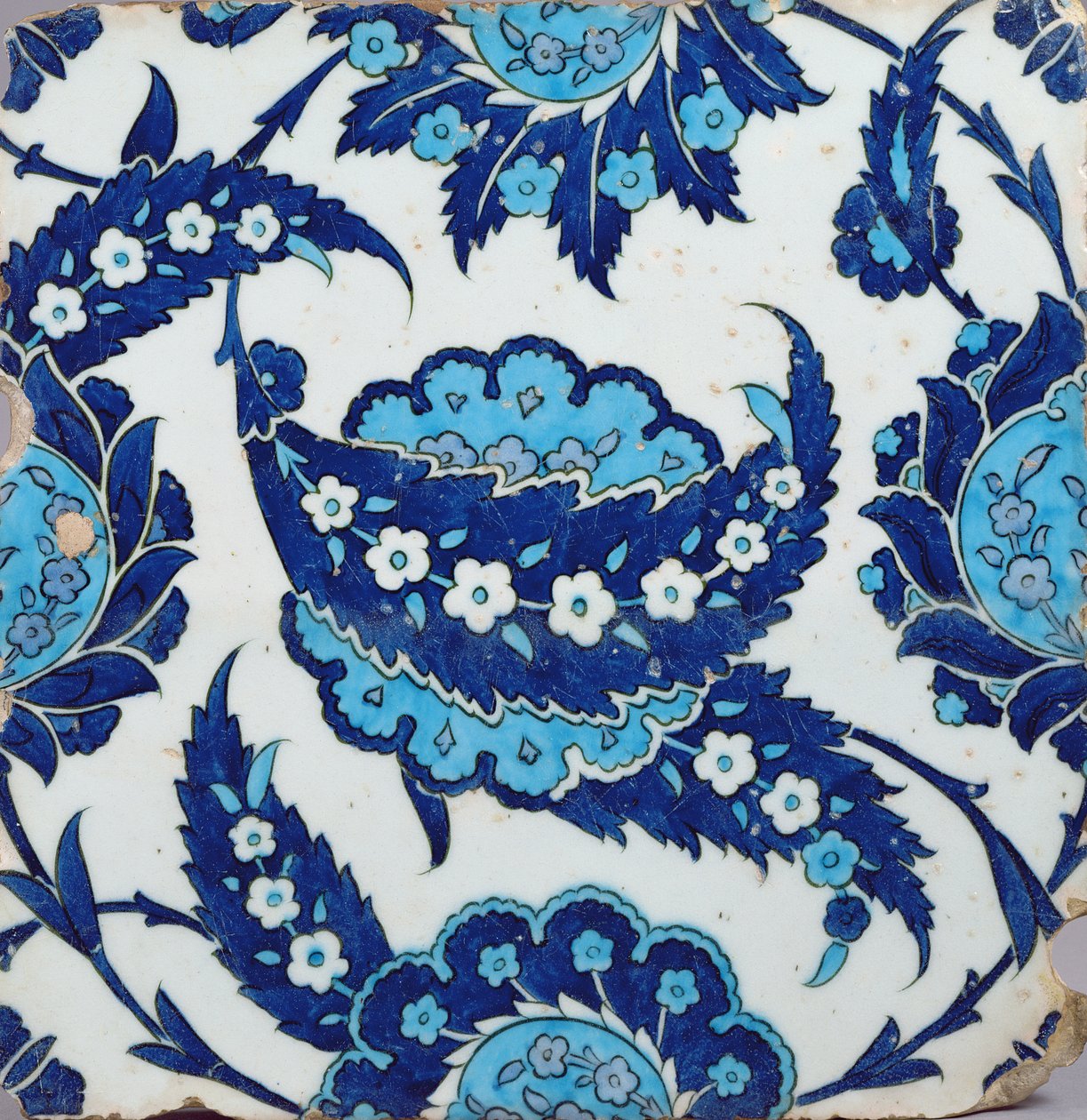 Płytka, Iznik, Turecka, 1540-50 (kamienna pasta z polichromią pod glazurą) autorstwa Turkish School