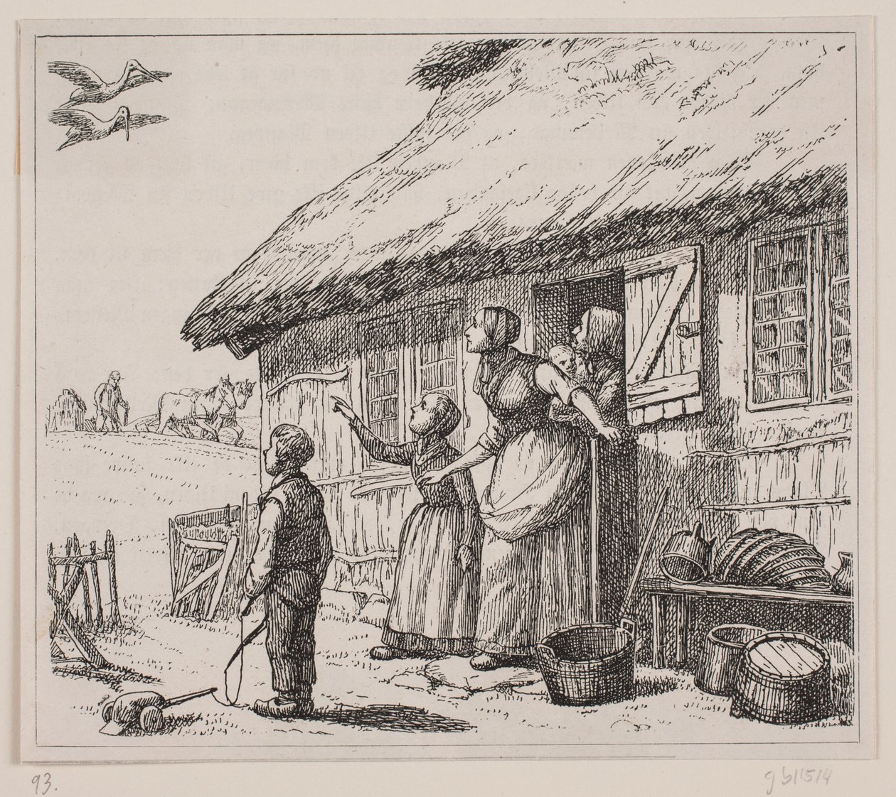 Ilustracja do wiersza Gotfreda Rodea „Storken er kommen” autorstwa Ubekendt