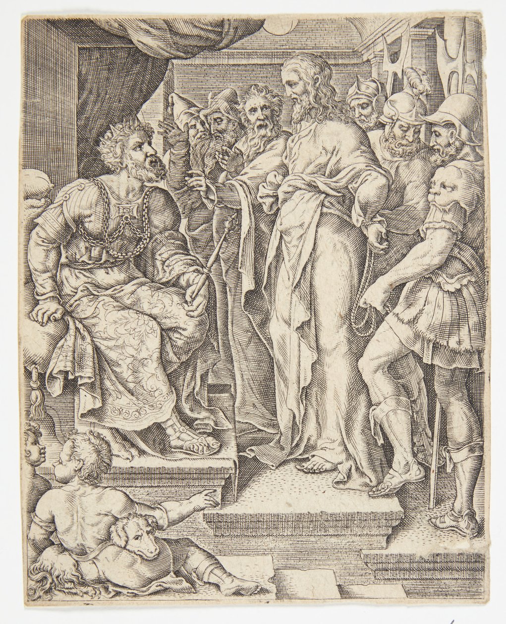 Chrystus przed Herodem autorstwa Ubekendt efter Dirck Volckertsz. Coornhert efter Maarten van Heemskerck