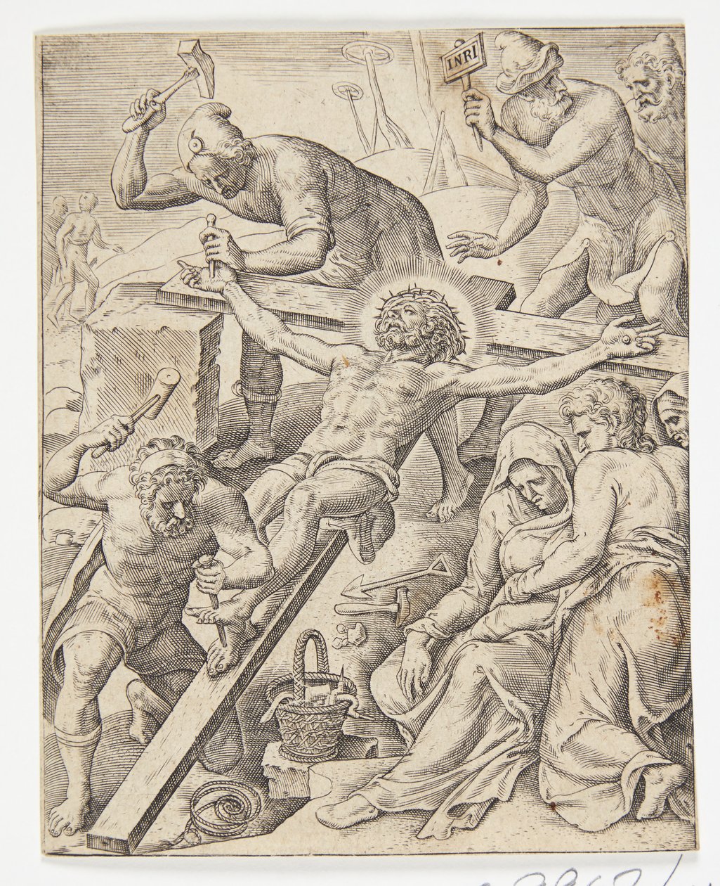Chrystus przybity do krzyża autorstwa Ubekendt efter Dirck Volckertsz. Coornhert efter Maarten van Heemskerck