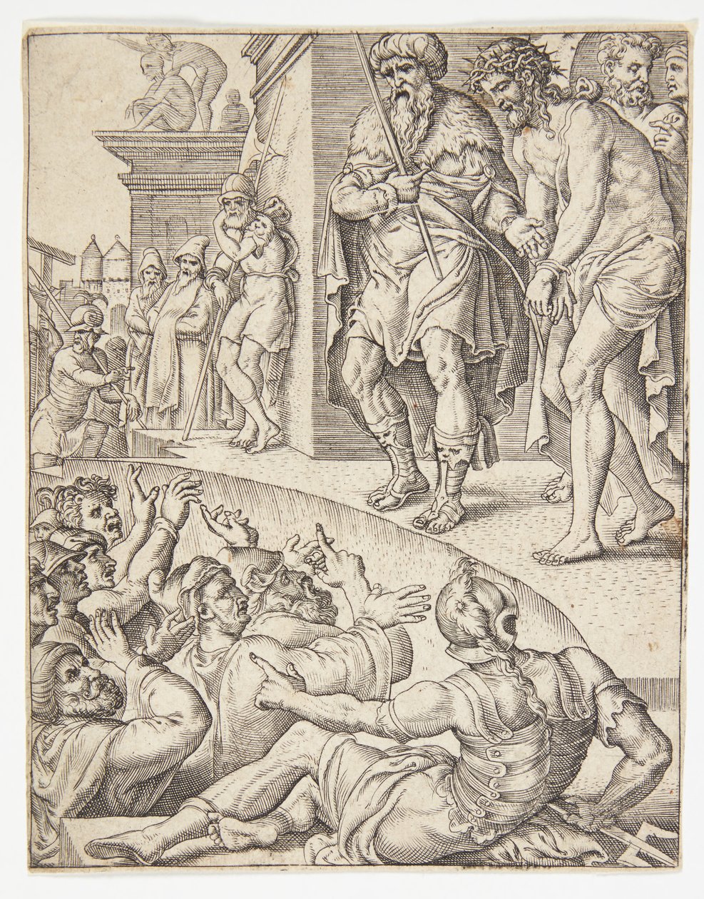 Spójrz na mężczyznę autorstwa Ubekendt efter Dirck Volckertsz. Coornhert efter Maarten van Heemskerck