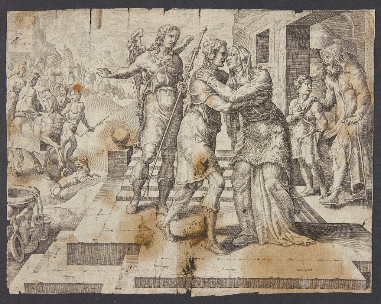 Powrót Tobiasza autorstwa Ubekendt efter Maarten van Heemskerck