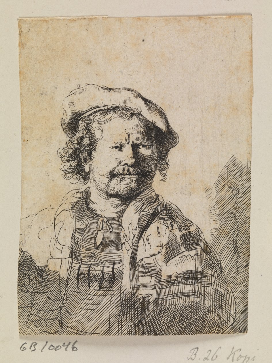 Rembrandt w kaszkiecie i haftowanej sukience autorstwa Ubekendt efter Rembrandt