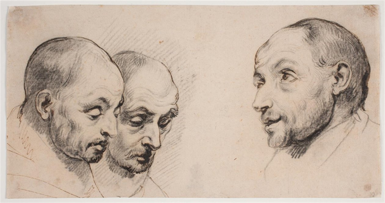 Trzy męskie głowy autorstwa Ubekendt kopist efter Anthony van Dyck