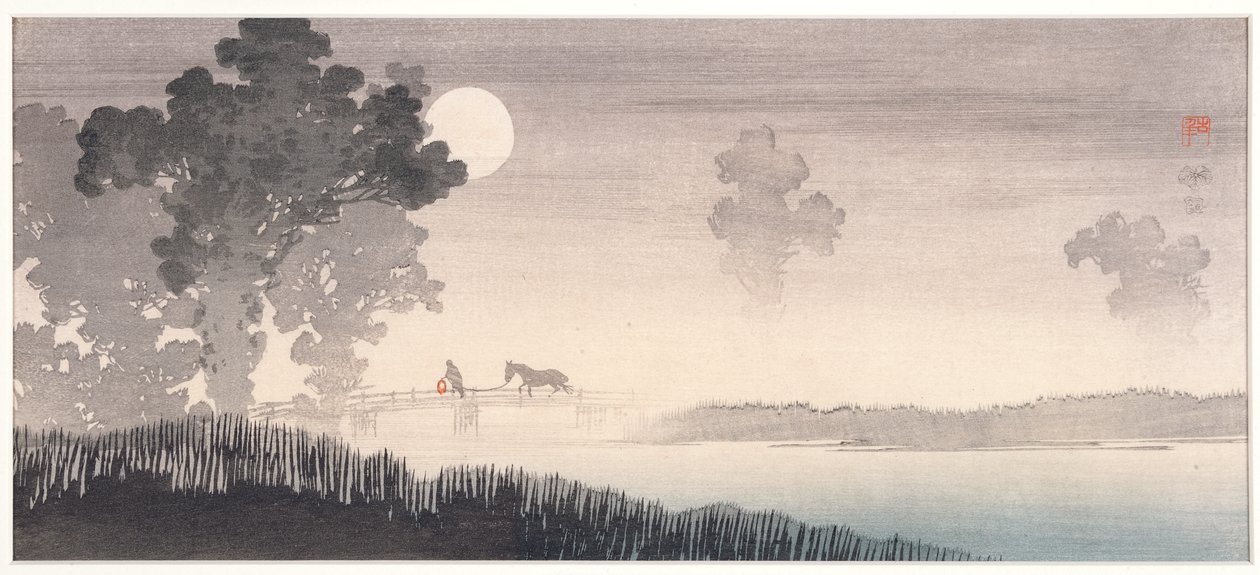 Mglisty krajobraz w świetle księżyca, 1895-1910 (drzew) autorstwa Uehara Konen
