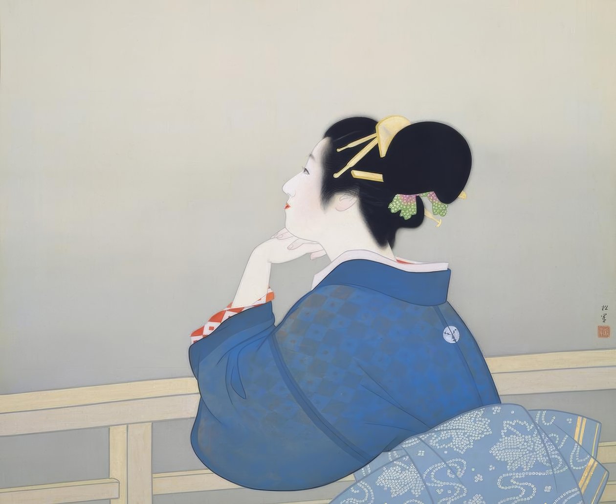 Kobieta czeka, aż wzejdzie księżyc autorstwa Uemura Shoen