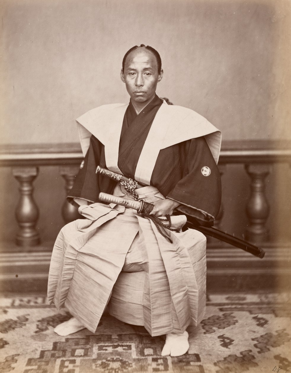 Samurai (Kiichi Harada), Nagasaki, Japonia, ok. 1930 1870 (część powierzchni p las t) autorstwa Ueno Hikoma