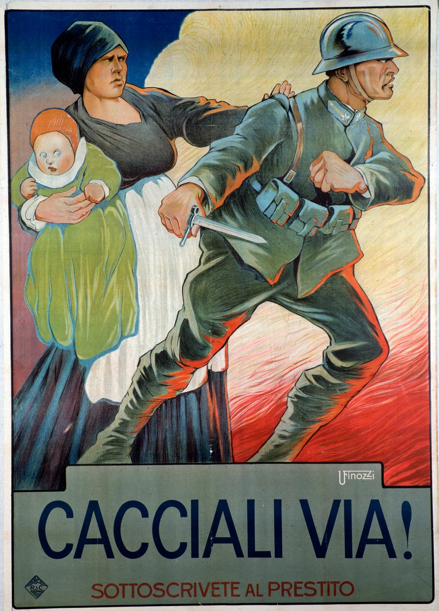 Faszystowski plakat propagandowy na pożyczkę narodową, XX w. autorstwa Ugo Finozzi