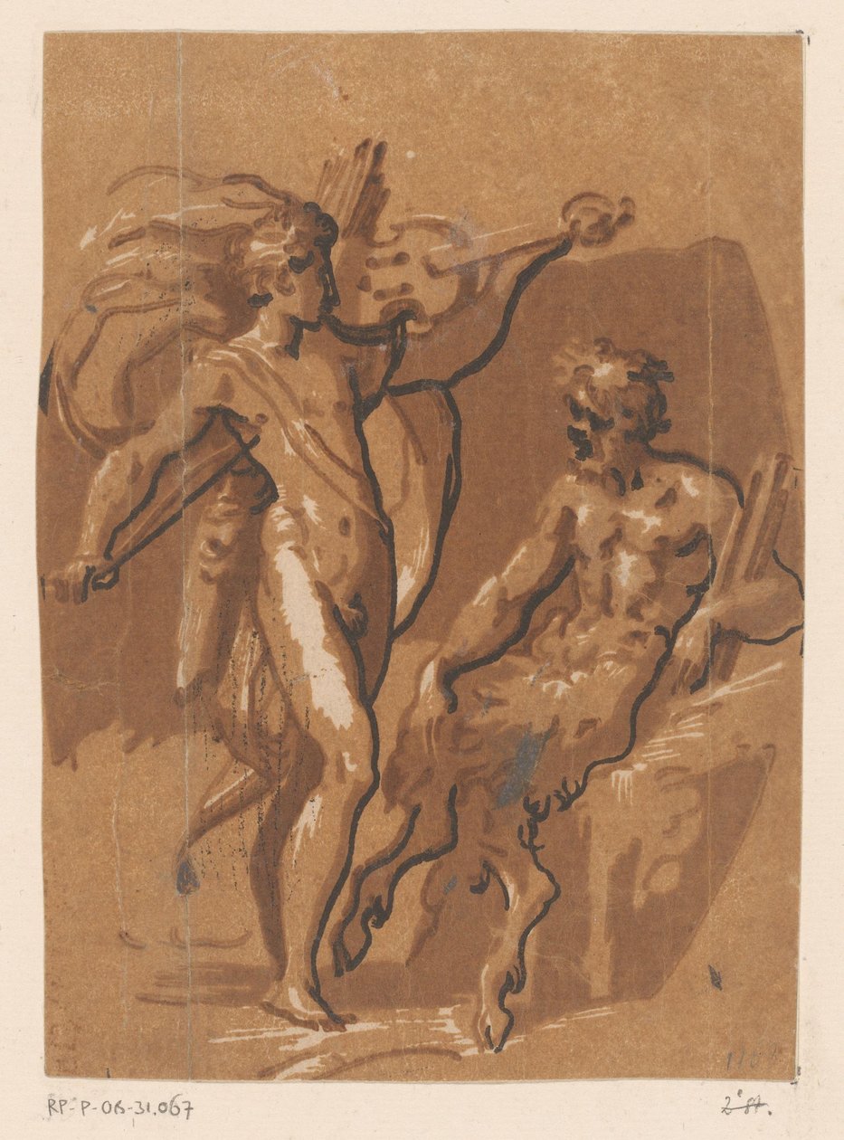 Mecz Apollo i Marsjas autorstwa Ugo da Carpi (possibly)