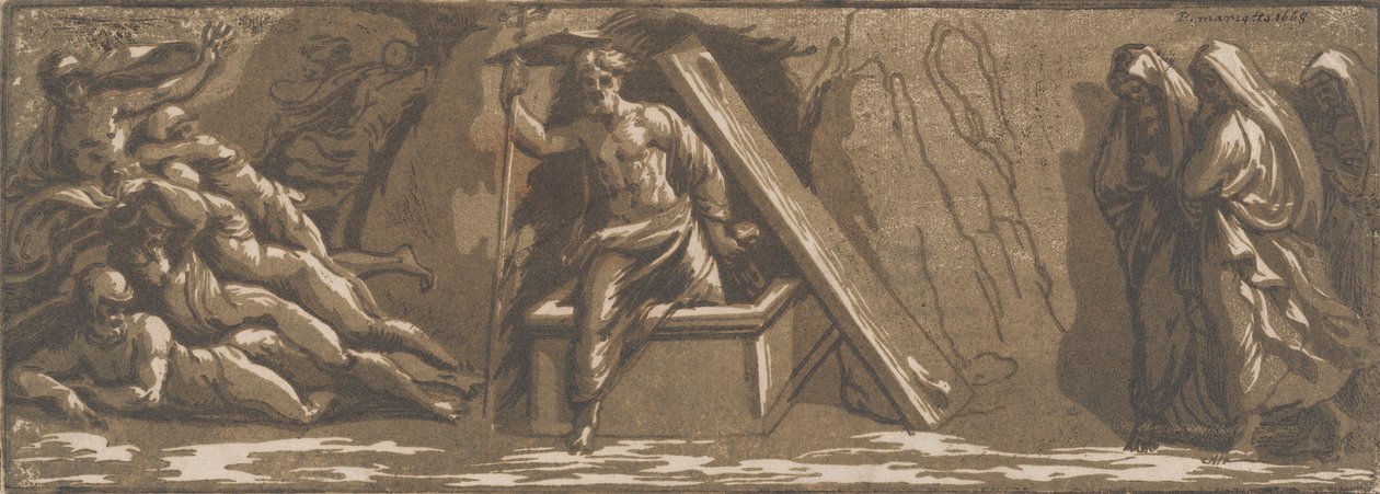 Zmartwychwstanie Chrystusa, ca. 1520-27. autorstwa Ugo da Carpi
