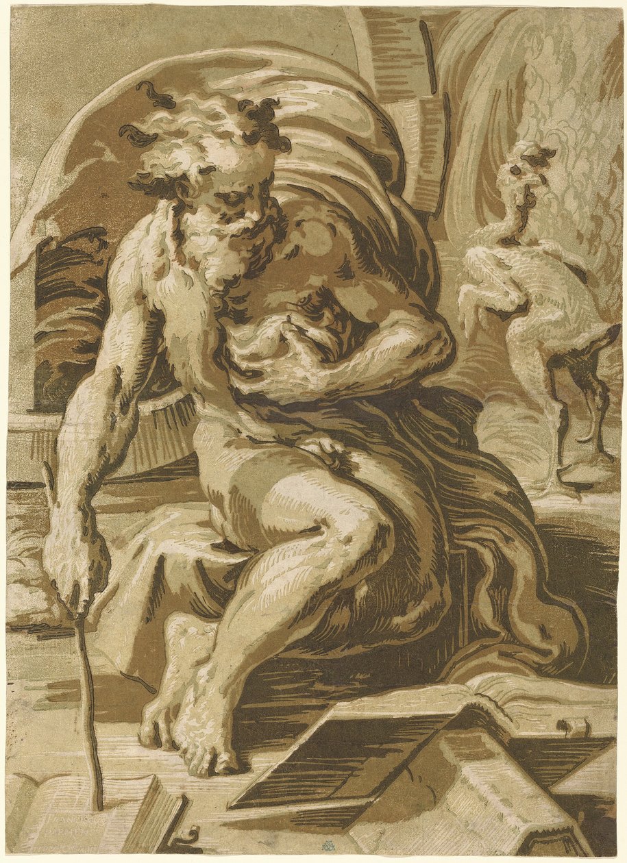 Diogenes autorstwa Ugo da Carpi, after Parmigianino
