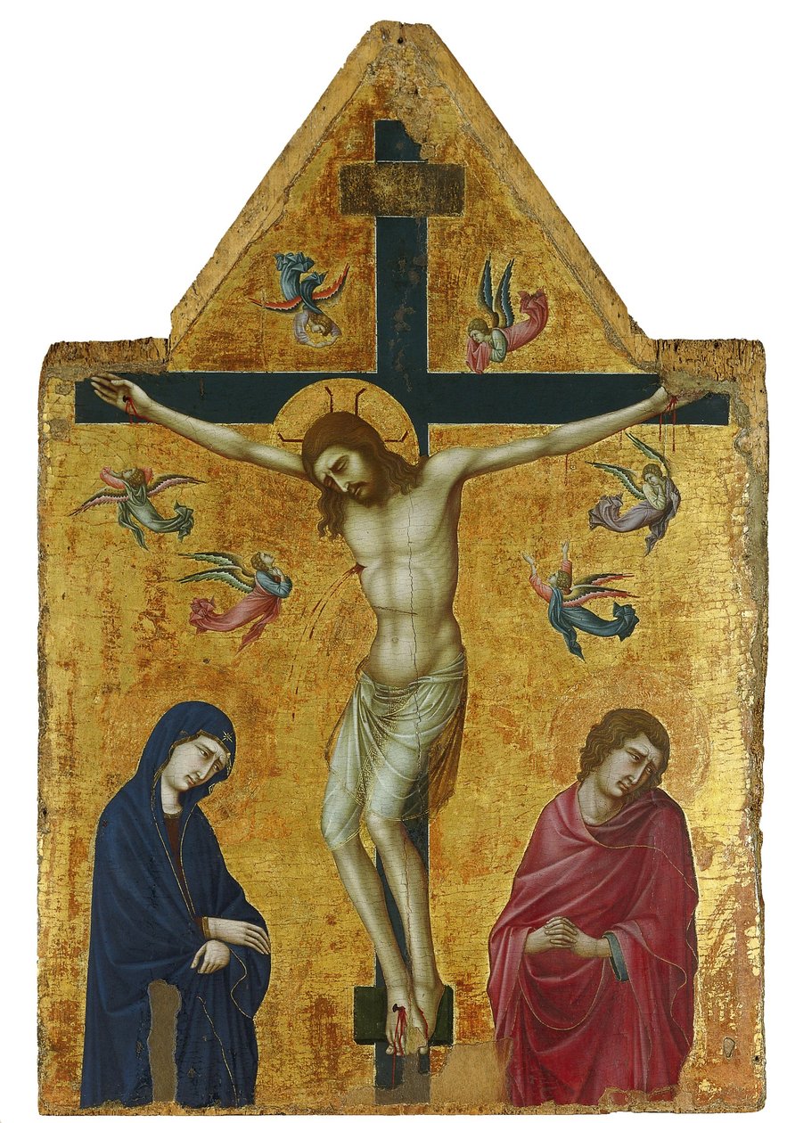 Ukrzyżowanie z Dziewicą, św. Janem i aniołami autorstwa Ugolino di Nerio