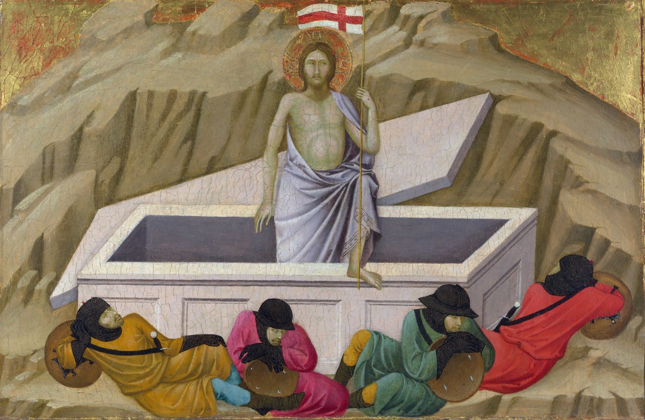 Ugolino di Nerio (ok. 1280-1349) Zmartwychwstanie (z bazyliki Santa Croce we Florencji) Tempera na desce ok. godz. 1324-1325 National Gallery, Londyn 40,5x56,5 autorstwa Ugolino di Nerio
