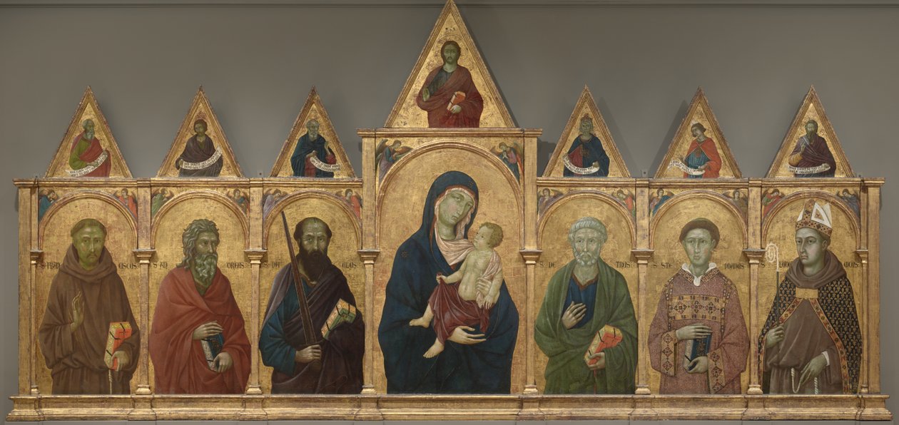 Dziewica i Dzieciątko ze świętymi Franciszkiem, Andrzejem, Pawłem, Piotrem, Szczepanem i Ludwikiem z Tuluzy, c.1317-21 autorstwa Ugolino di Nerio