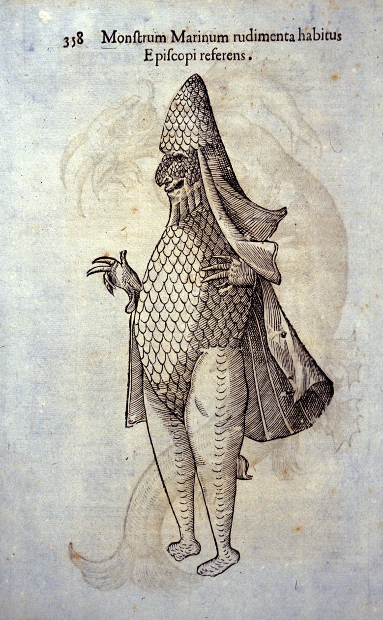 Ekawa morska, wyimaginowana ryba i potwór morski autorstwa Ulisse Aldrovandi (1522-1605), „Historia potworów”, Bolonia 1642 autorstwa Ulisse Aldrovandi