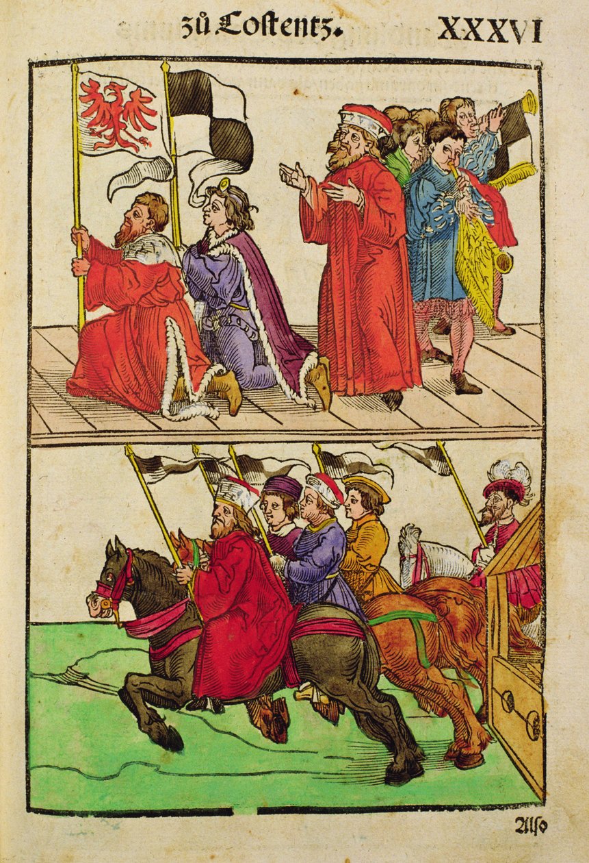 Sobór w Konstancji, z "Chronik des Konzils von Konstanz". autorstwa Ulrich von Richental