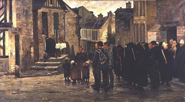 Pogrzeb marynarza w Villerville, 1878 autorstwa Ulysse Louis Auguste Butin