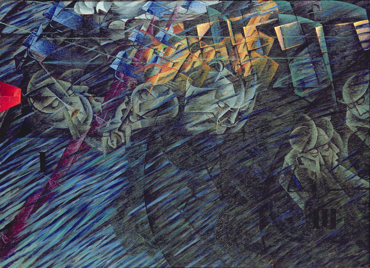 Stany umysłu: Ci, którzy odchodzą, 1911 autorstwa Umberto Boccioni