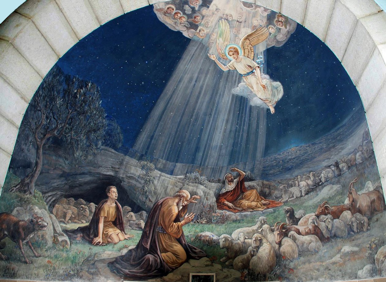 Anioł Pański z wizytą pasterzy, Sanktuarium Kaplicy Pasterza, Betlejem autorstwa Umberto Noni