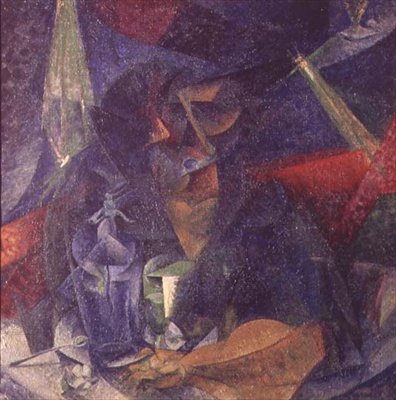 Kompozycja postaci kobiety przy stole autorstwa Umberto Boccioni