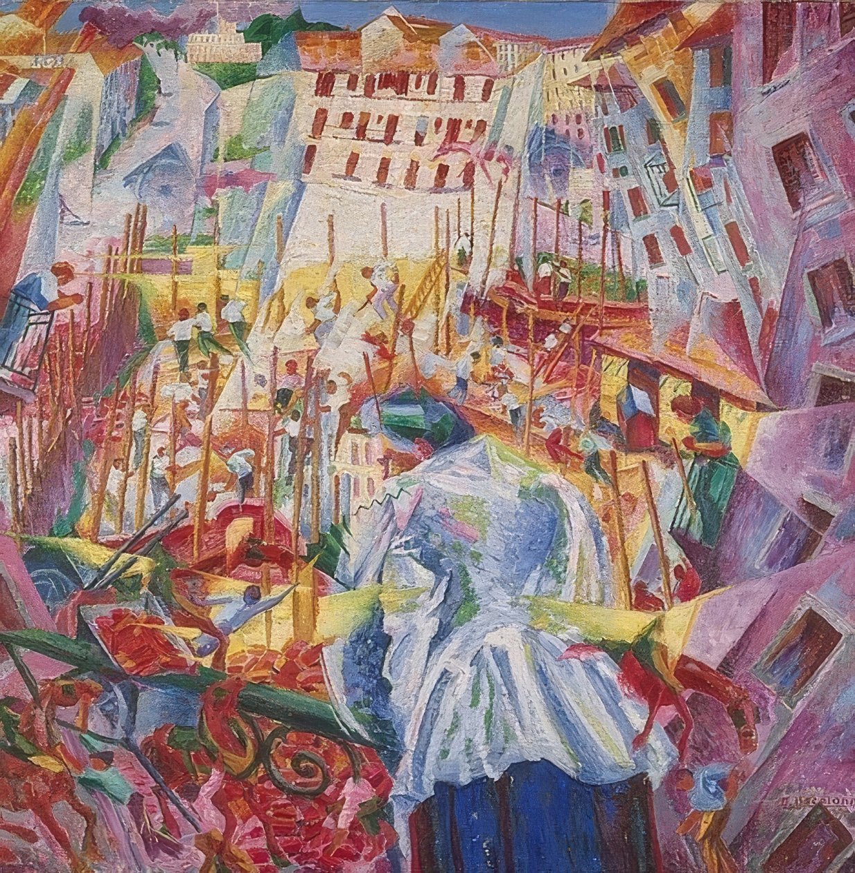 Ulica przenika do domu (La strada entra nella casa). 1911 autorstwa Umberto Boccioni