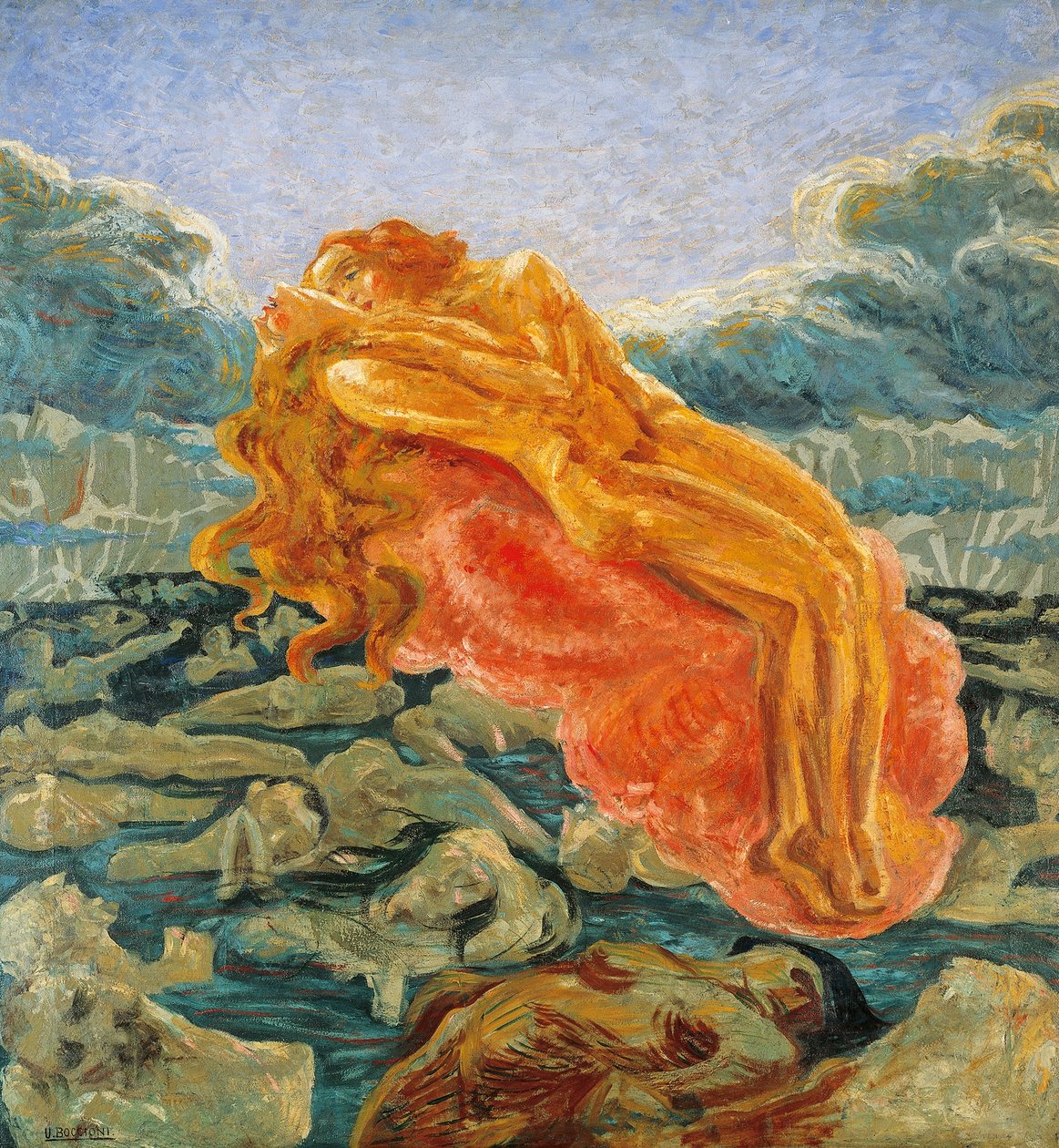 Sen (lub Paolo i Francesca) autorstwa Umberto Boccioni (1882-1916) autorstwa Umberto Boccioni