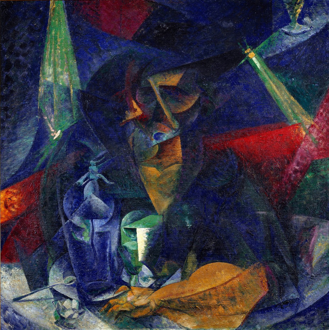 Dama w kawiarni lub „Kompozycja świateł i planów” (Donna al caffe - przenikanie się świateł i planów) Obraz Umberto Boccioniego (1882-1916) około 1912 Dim 86x86 cm Mediolan, Museo del Novecento autorstwa Umberto Boccioni