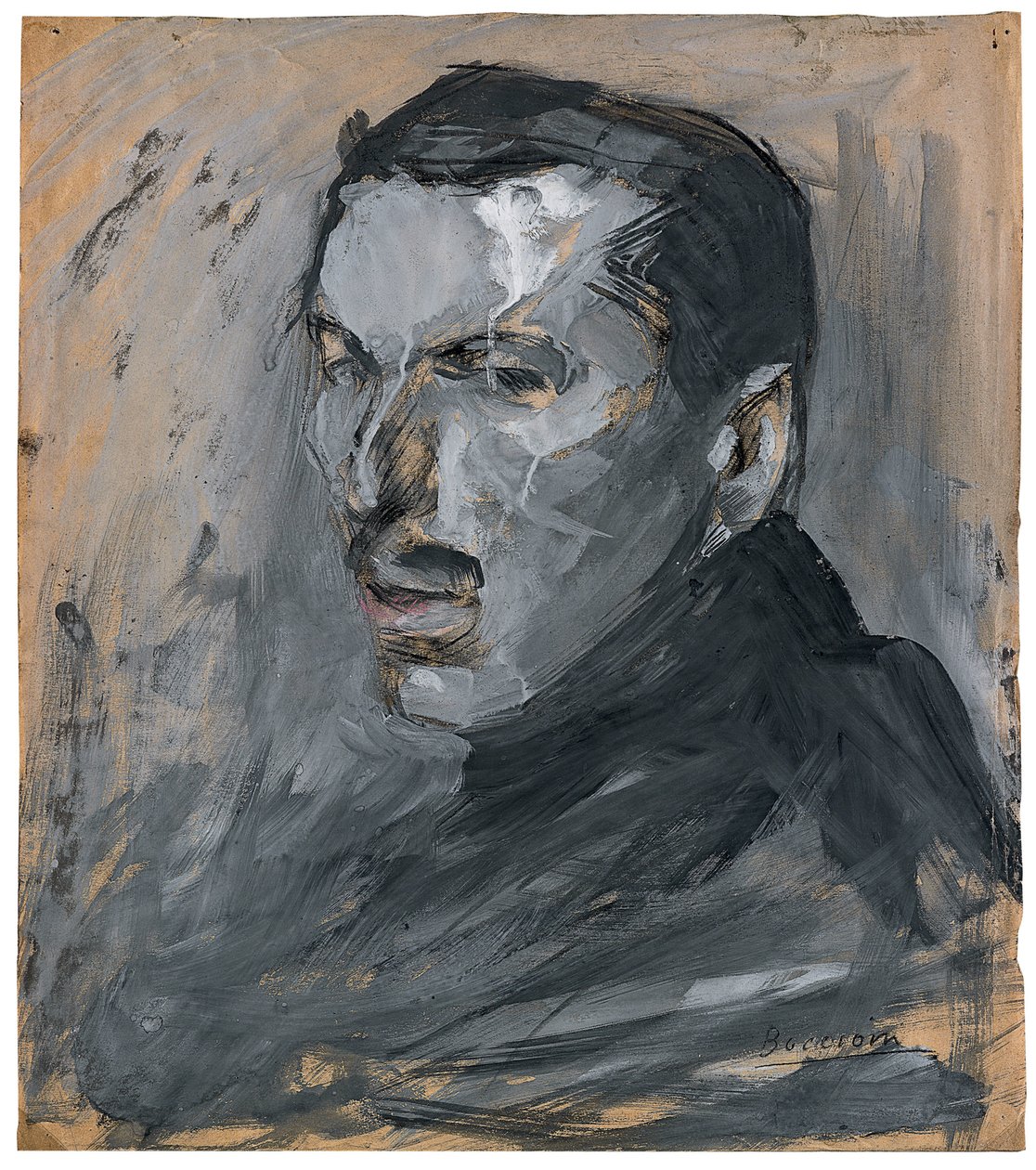 Autoportret par Boccioni, Umberto (1882-1916). Tempera i pastel na tekturze, wymiary : 43,5x38,3 autorstwa Umberto Boccioni