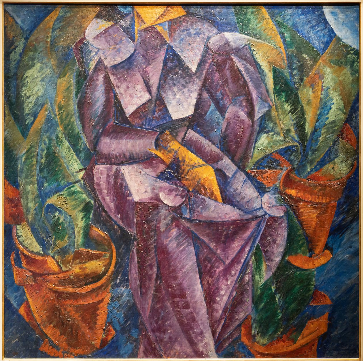 Konstrukcja prostopadła spiralna. Siedząca kobieta autorstwa Umberto Boccioni