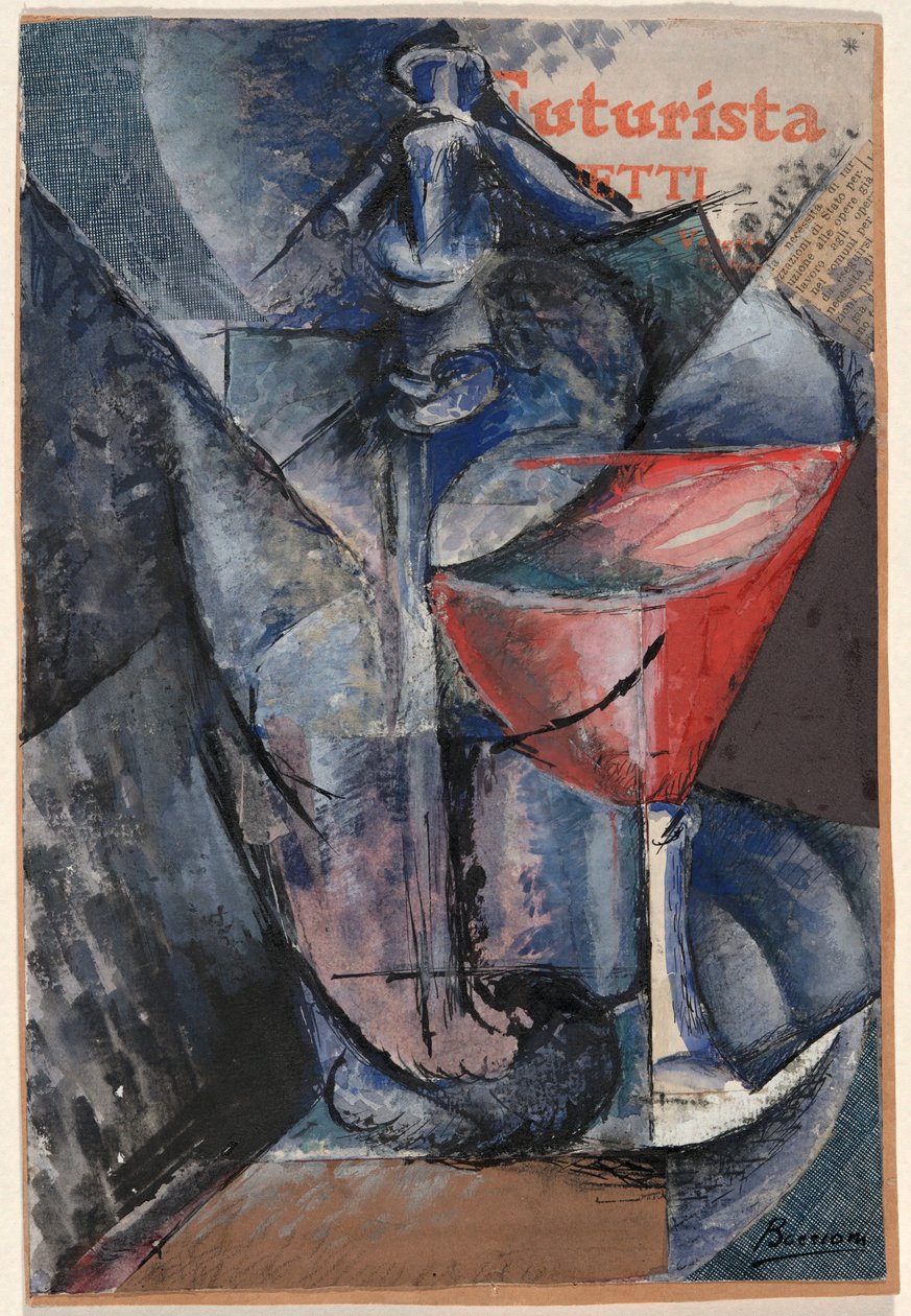 Martwa natura: szkło i syfon autorstwa Umberto Boccioni