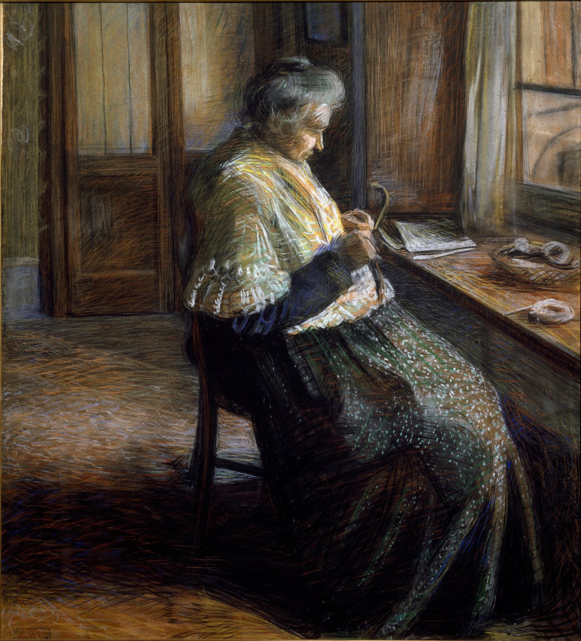 Portret matki starszej kobiety autorstwa Umberto Boccioni