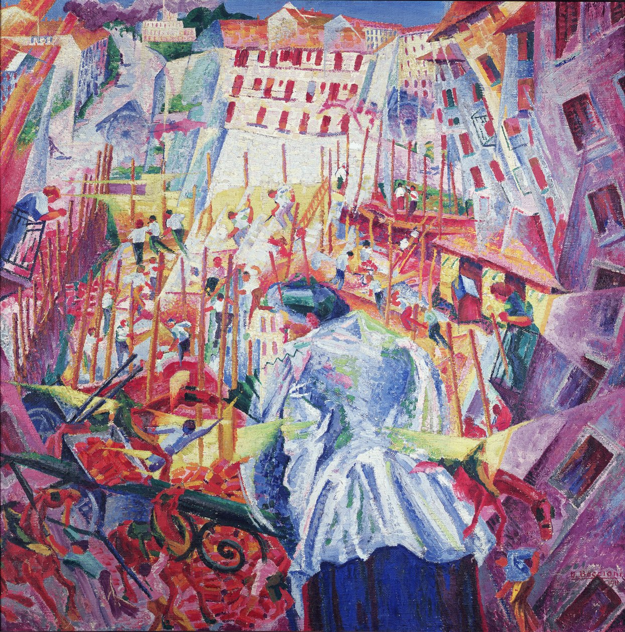 Ulica wchodzi do domu, 1911 autorstwa Umberto Boccioni