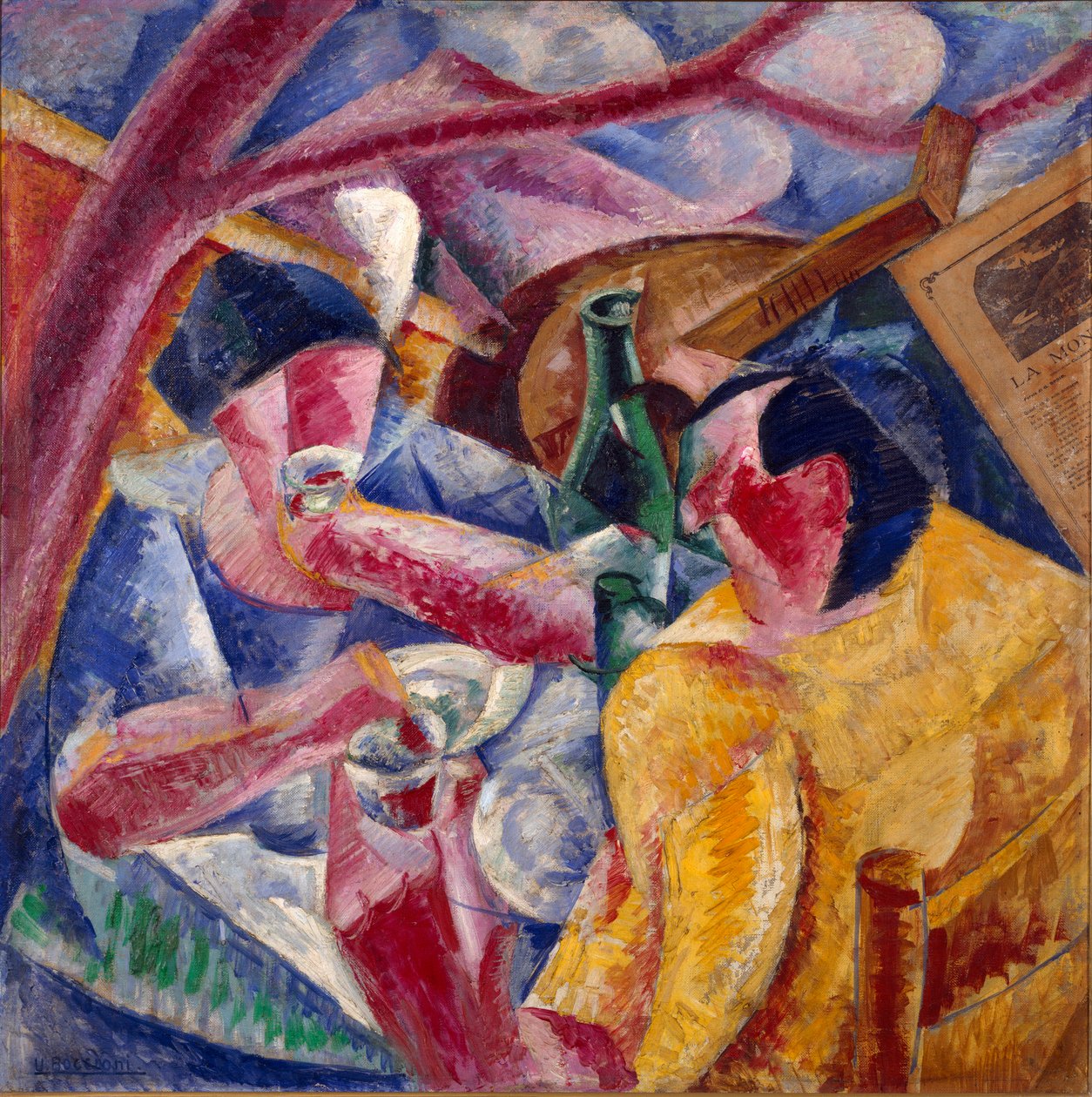 Pod pergolą, Neapol Obraz Umberto Boccioniego (1882-1916) 1914. Olej i kolaż na płótnie. Ciemny. 83x83 cm Mediolan, Muzeum Novecento autorstwa Umberto Boccioni