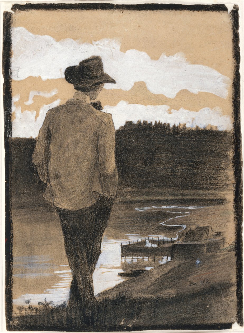 Młody człowiek na brzegu rzeki, 1902. autorstwa Umberto Boccioni