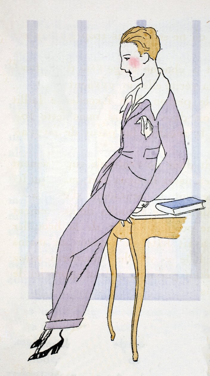 Elegancki w garniturze do spodni w Wenecji (nadruk pochoir) autorstwa Umberto Brunelleschi