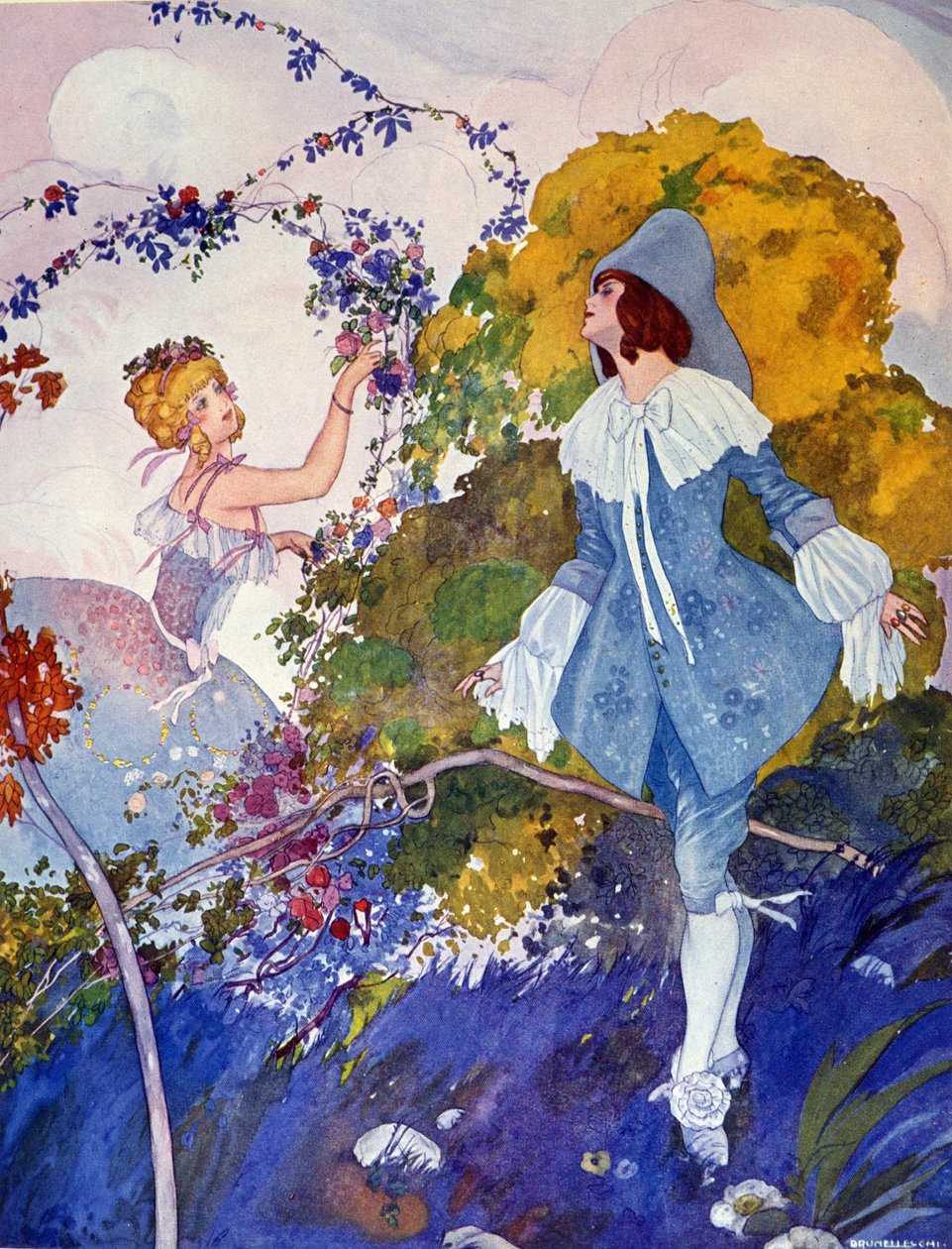 Książę z bajki i dziewczyna Ilustracja Umberto Brunelleschiego (1879-1949) XX wiek autorstwa Umberto Brunelleschi