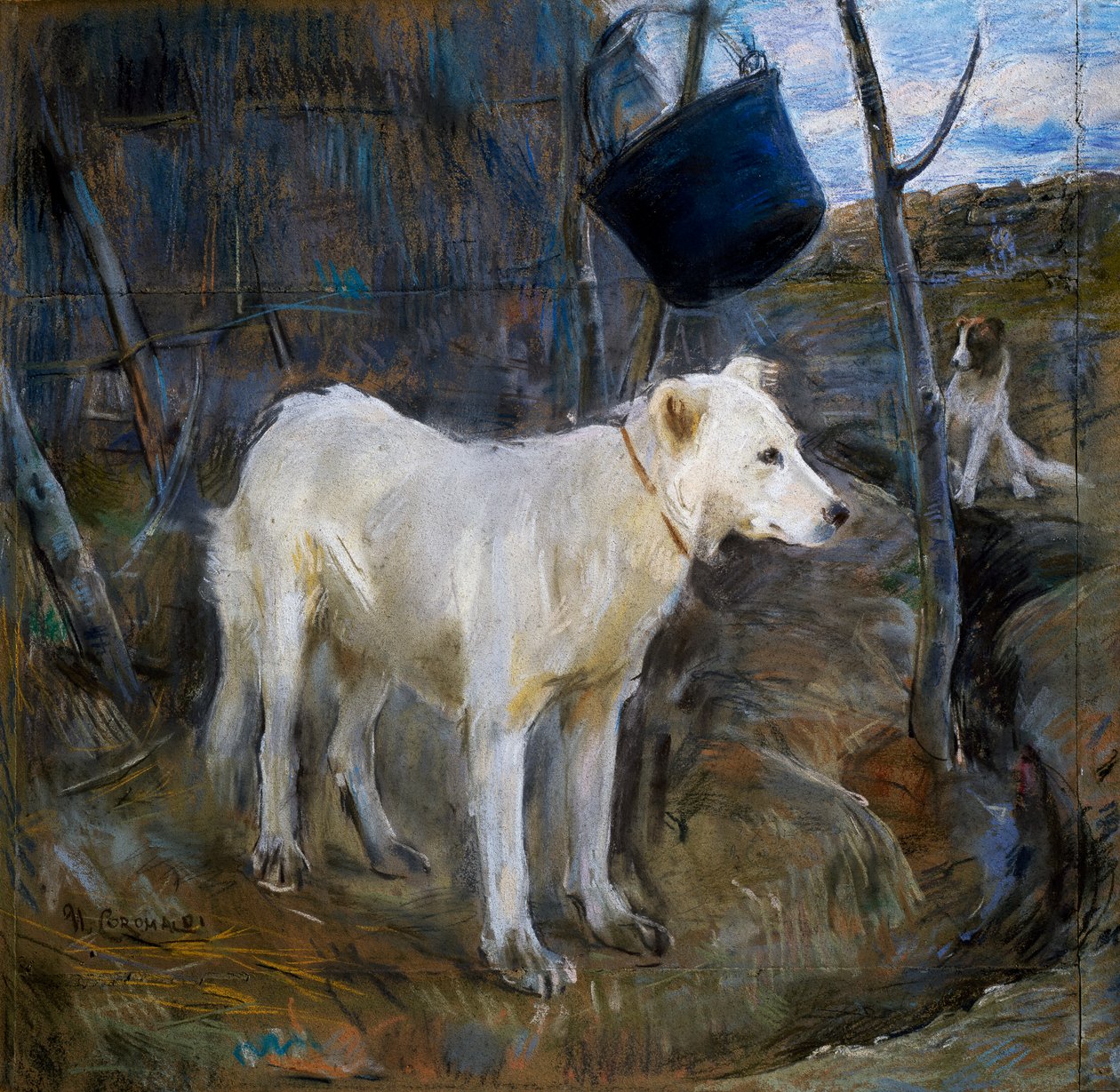 Strażnik Procolo, obraz Umberto Coromaldi (1870-1948). Włochy autorstwa Umberto Coromaldi