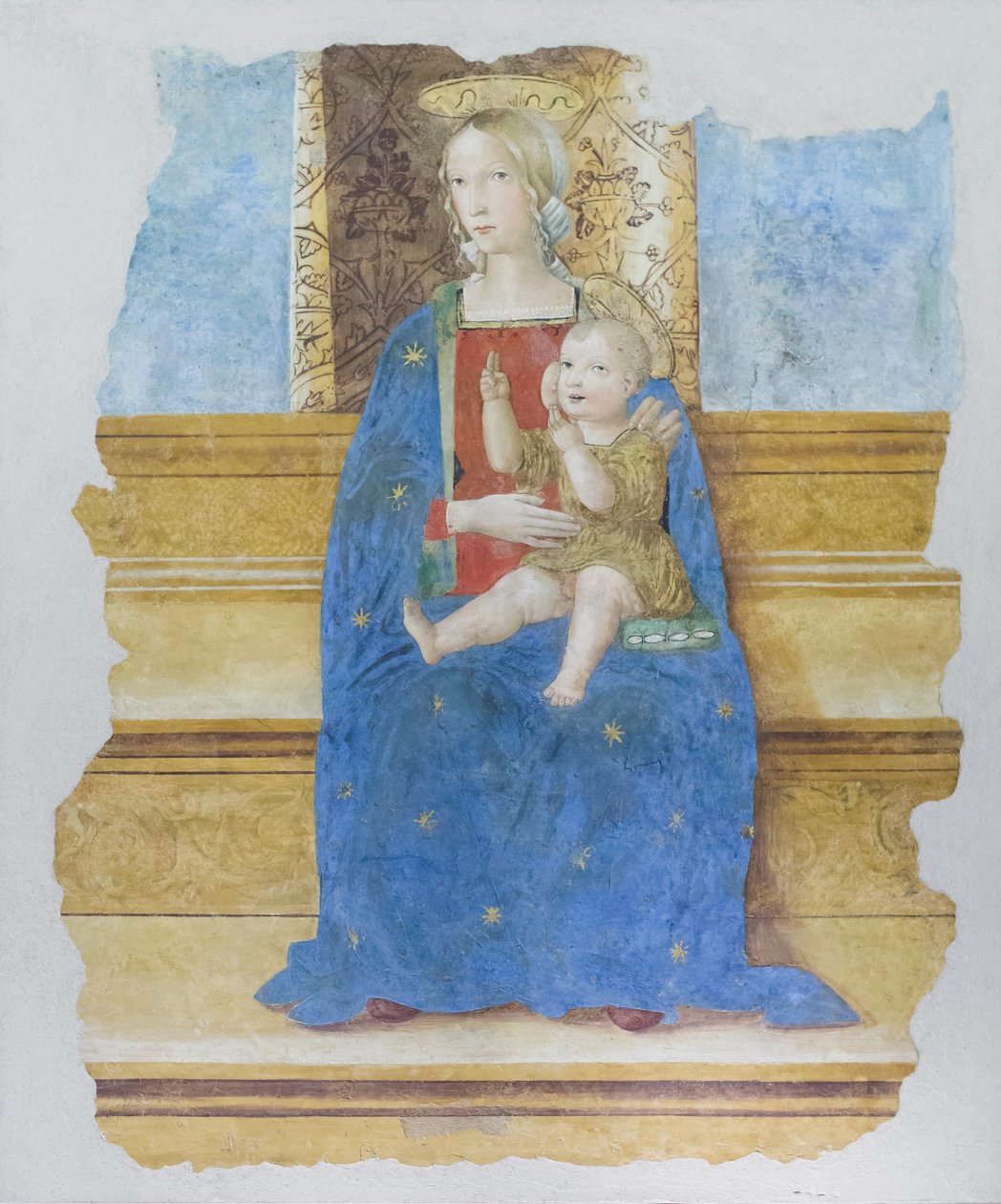 Madonna Karmiąca, początek XVI wieku, Baldo de Sarofini da Perugia  (fresk przeniesiony na drewno) autorstwa Umbrian School