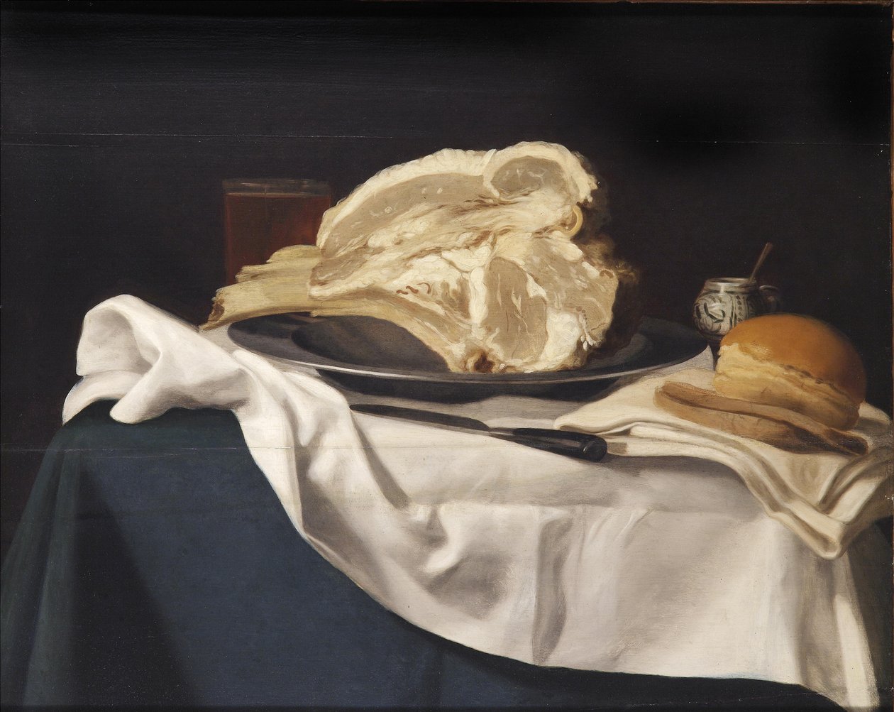 Martwa natura z mięsem i chlebem autorstwa Umkreis des Johann Michael Hambach