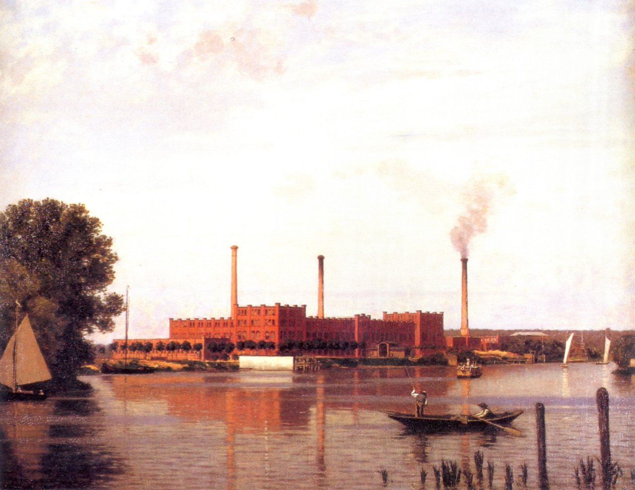 Berlin - Firma prania i farbowania Spindler nad Szprewą koło Köpenick, obraz nieznanego artysty 1881 autorstwa Unbekannt Unbekannt