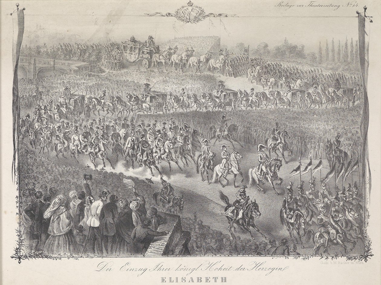 Wjazd Jej Królewskiej Wysokości Księżnej Elżbiety do Bawarii w Wiedniu w 1854 r. autorstwa Unbekannt Unbekannt