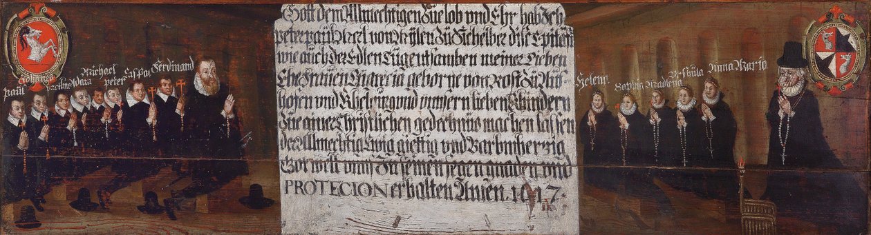 Epitafium Petera Paula von Mörl von Pfalzen zu Mühlen i Sichelburga, jego żony Margret von Rost zu Aufhofen i Kehlburga oraz ich dzieci autorstwa Unbekannt Unbekannt