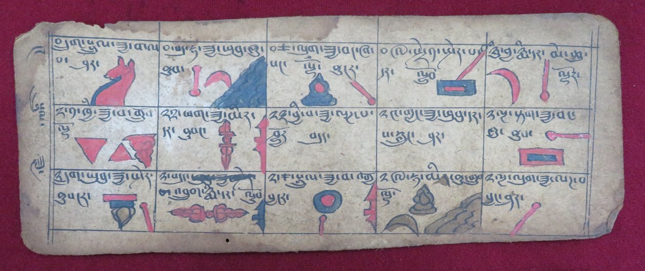 Ersu astrologiczny almanach na pół miesiąca, z piktogramami Ersu Shaba i objaśnieniami w języku tybetańskim autorstwa Unbekannt Unbekannt