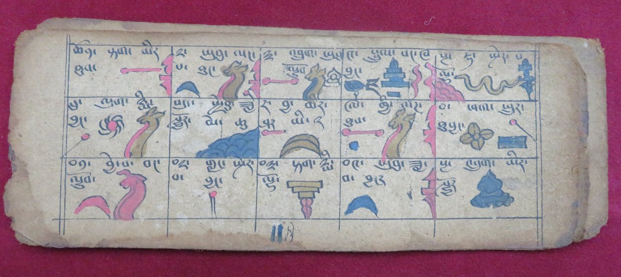 Ersu astrologiczny almanach do połowy 11 miesiąca, z piktogramami i objaśnieniami Ersu Shaby w języku tybetańskim autorstwa Unbekannt Unbekannt
