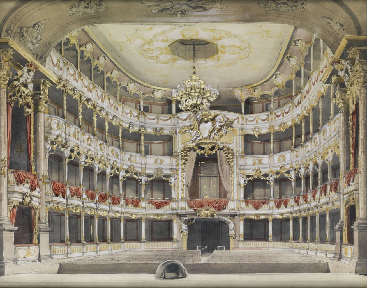 Wnętrze Residenztheater w Monachium (Cuvilliés-Theater) autorstwa Unbekannt Unbekannt