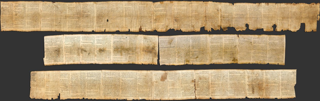 Fotograficzna reprodukcja Wielkiego Zwoju Izajasza, najlepiej zachowanego ze zwojów biblijnych znalezionych w Qumran. Zawiera całą Księgę Izajasza w języku hebrajskim, z wyjątkiem kilku małych uszkodzonych części. Ten rękopis został prawdopodobnie napisany autorstwa Unbekannt Unbekannt