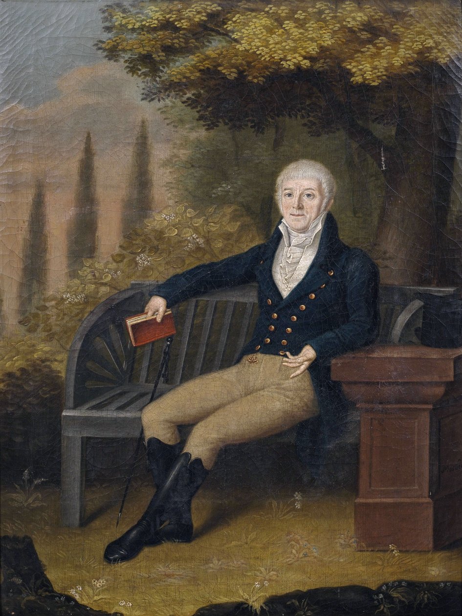 Portret księgarza z Ulm Christiana Gottloba Ebnera (1755-1821) na ławce w parku autorstwa Unbekannt Unbekannt